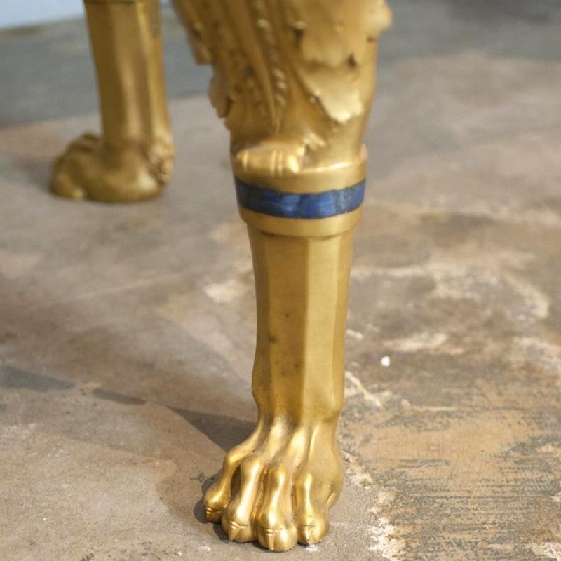 French Empire Style Gilt Bronze and Lapis Lazuli Inlaid Center Table
