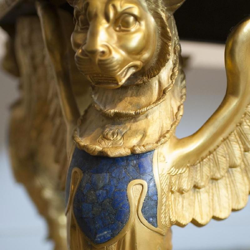 French Empire Style Gilt Bronze and Lapis Lazuli Inlaid Center Table