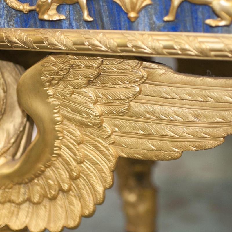 French Empire Style Gilt Bronze and Lapis Lazuli Inlaid Center Table