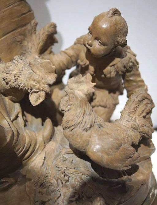 Marchal 19th Century French Figural Chinoiserie Group Terracotta Sculpture