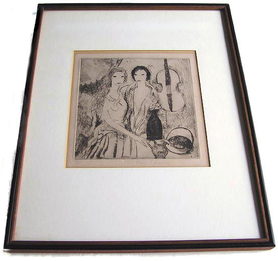 Marie Laurencin Etching Filles au Violoncelle