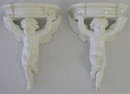 Pair Porcelain Putti Cupid Wall Brackets