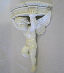 Pair Porcelain Putti Cupid Wall Brackets