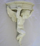Pair Porcelain Putti Cupid Wall Brackets
