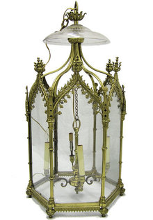 English Regency Georgian George III Gilt Bronze Gothic Ceiling Lantern