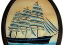 Folk Art Clipper Ship Painting on Glass