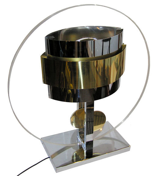 Large Curtis Jere Lucite & Brass Table Lamp