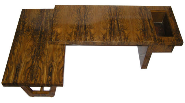 Mid-Century Figured Fruitwood Cocktail Table