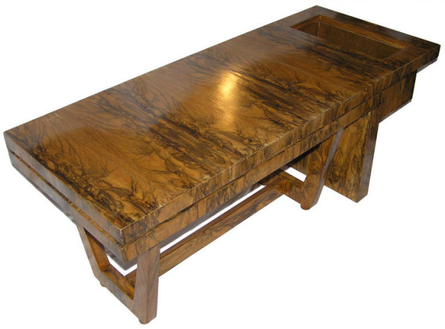 Mid-Century Figured Fruitwood Cocktail Table