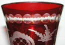 Pair Bohemian Ruby Flashed Etched Vases