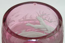 Bohemian Red Glass Goblet w Stag Motif