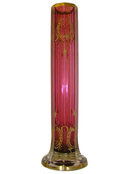 Bohemian Gilded Red Glass Flower Vase