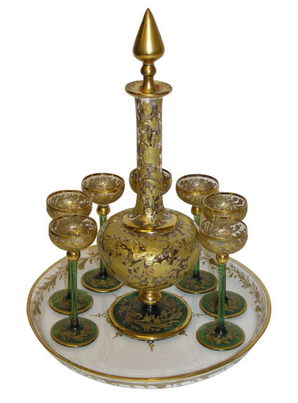 Moser Glass Cordial Decanter Glasses Set