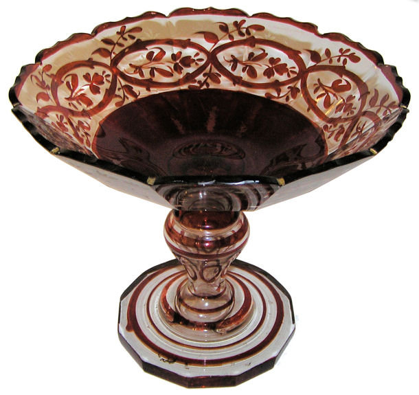 Bohemian Ruby Red Glass Compote