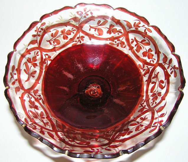 Bohemian Ruby Red Glass Compote