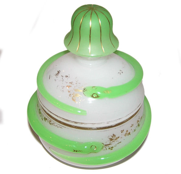 Opaline Glass Jar with Gilded Snake Motif