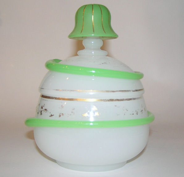 Opaline Glass Jar with Gilded Snake Motif