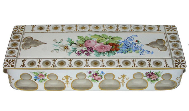 Antique Cased Glass Candy Dish or Box