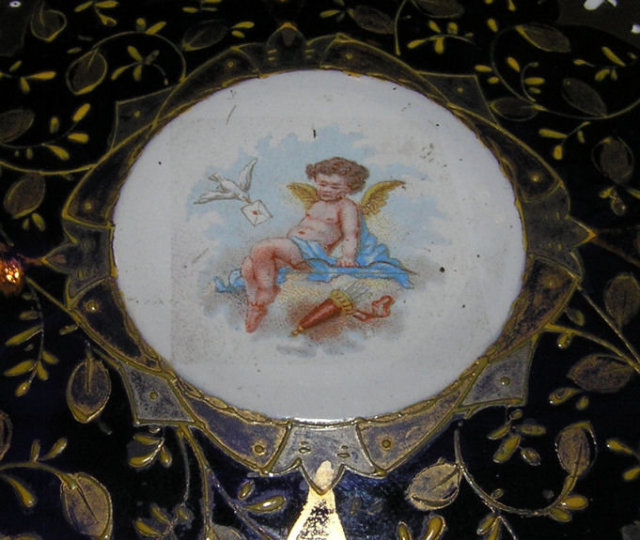 Antique Silvered Round Glass Dresser Box