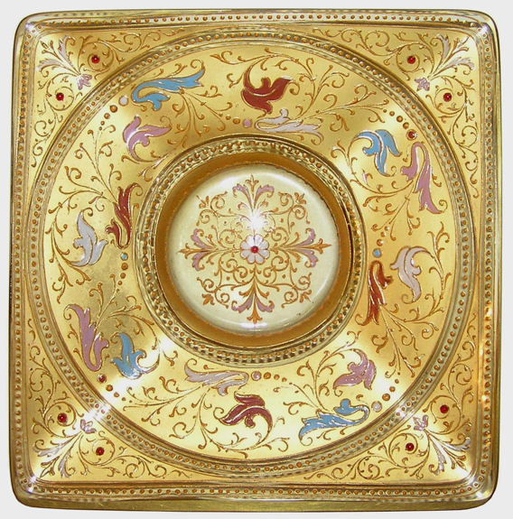 Gilded Enamelled Footed Glass Platter