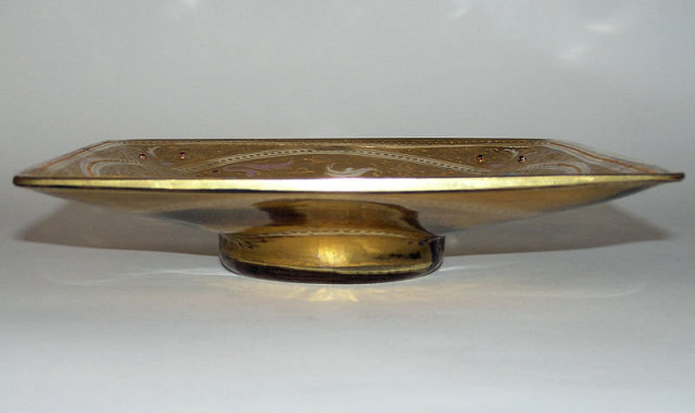 Gilded Enamelled Footed Glass Platter