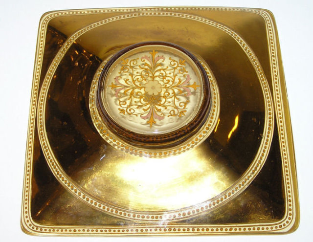 Gilded Enamelled Footed Glass Platter