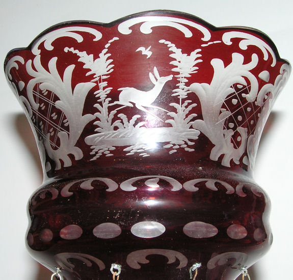 Pair Bohemian RubyFlashed Lustres