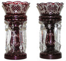 Pair Bohemian RubyFlashed Lustres