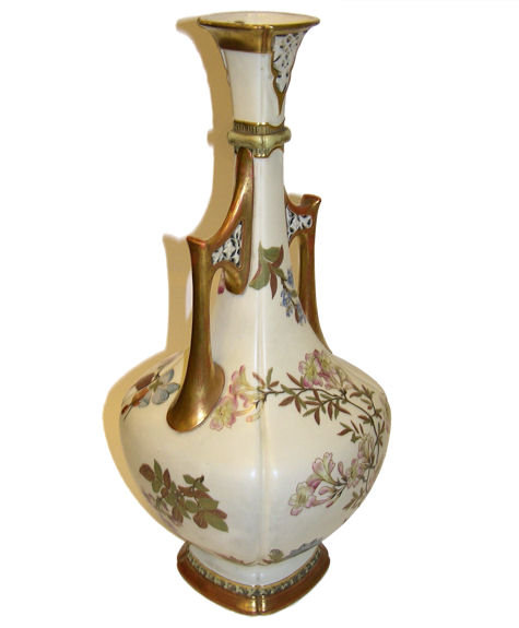 1883 Royal Worcester Reticulated Ewer