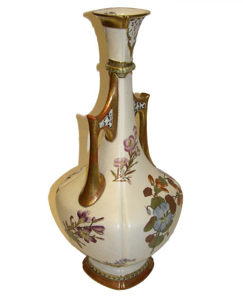 1883 Royal Worcester Reticulated Ewer