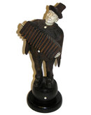 Antique Wooden Accordian Player Figurine