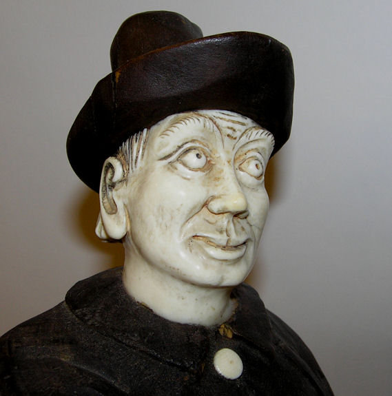 Antique Wooden Accordian Player Figurine