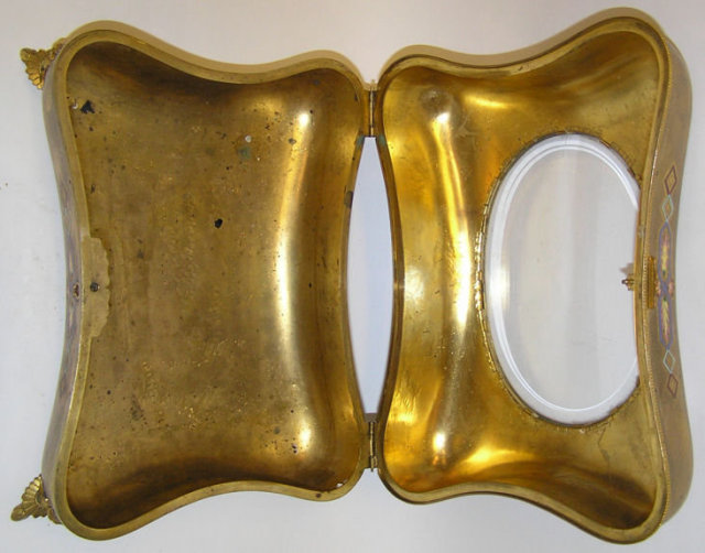 Antique Gilded Champleve Jewelry Box
