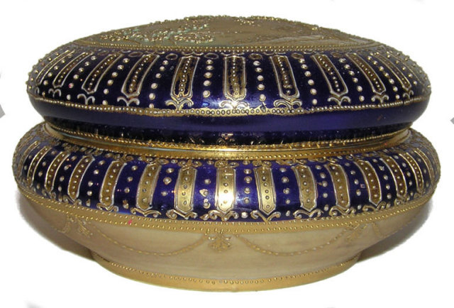 Nippon Gilt Porcelain Dresser Powder Box
