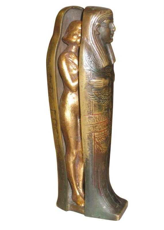 Egyptian Sarcophagus with Erotic Nude Figurine After Franz Bergman