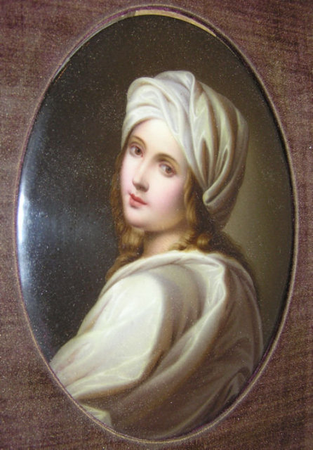 Antique Beatrice Cenci Porcelain Plaque After Guido Reni