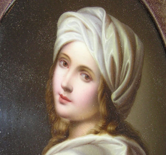 Antique Beatrice Cenci Porcelain Plaque After Guido Reni