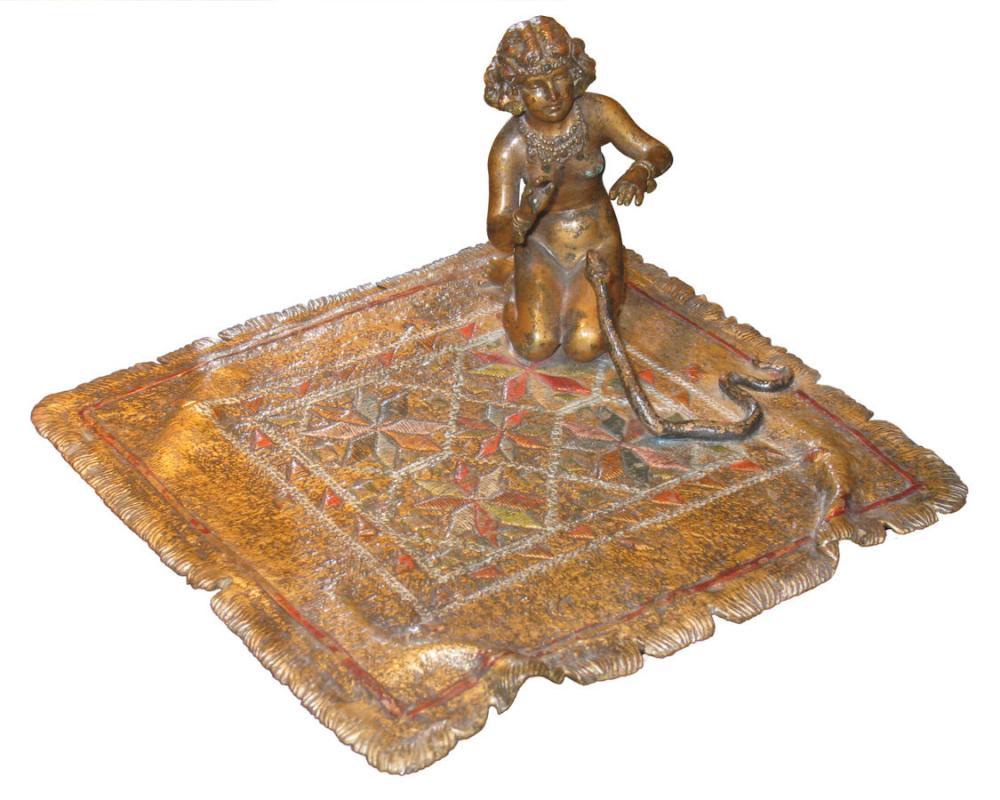 Franz Bergman Female Snake Charmer Cold Painted Bronze Figurine Sculpture