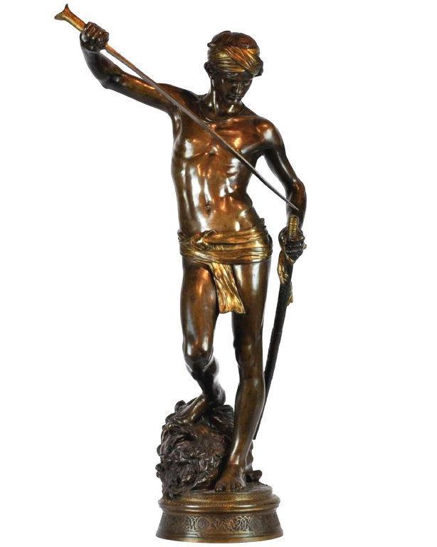 Antonin Mercie (1845-1916) Bronze Sculpture of David & Goliath