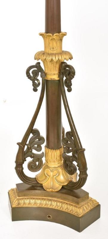 Pair Antique French Empire Style Gilt and Patinated Bronze Candelabra