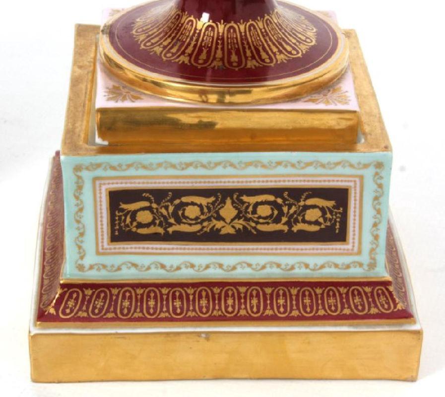 Pair Antique Royal Vienna Covered Urns