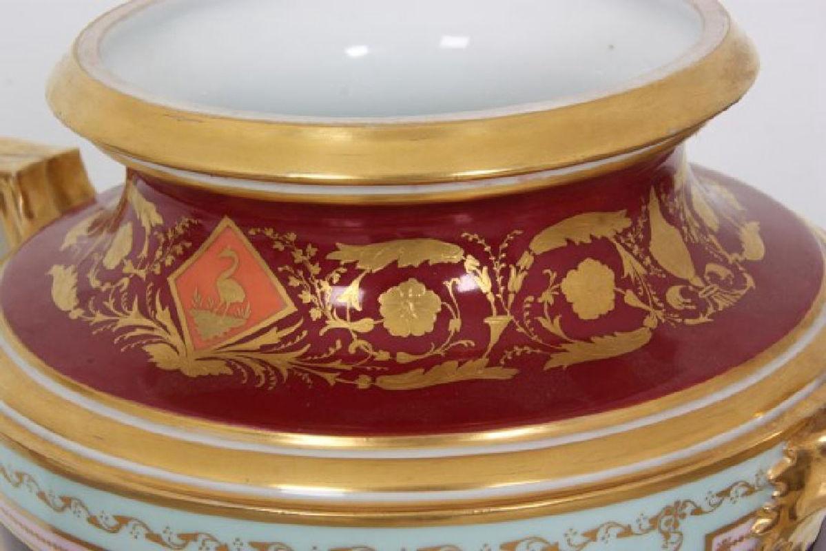 Pair Antique Royal Vienna Covered Urns