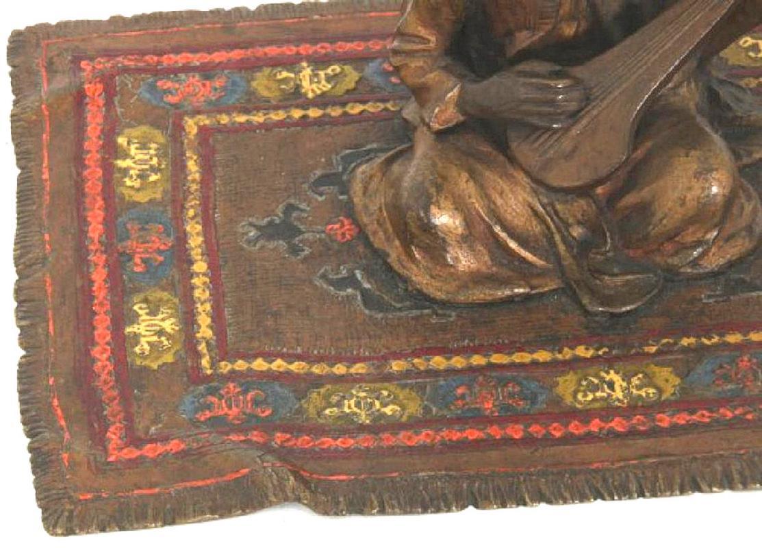 Antique Austrian Orientalist Cold Painted Bronze Figurine of Musician