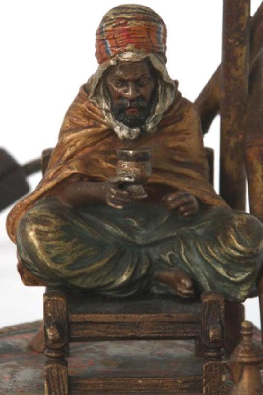 Franz Bergman Orientalist Cold-Painted Bronze Lamp