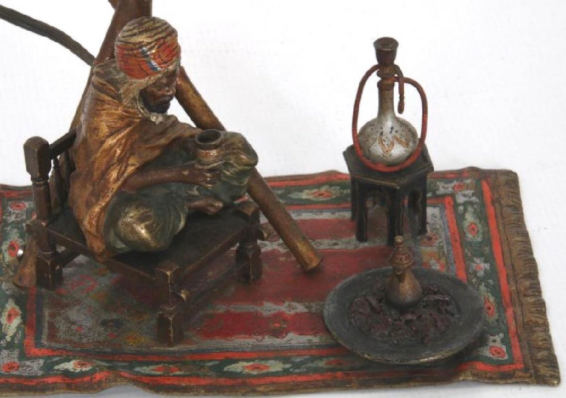 Franz Bergman Orientalist Cold-Painted Bronze Lamp