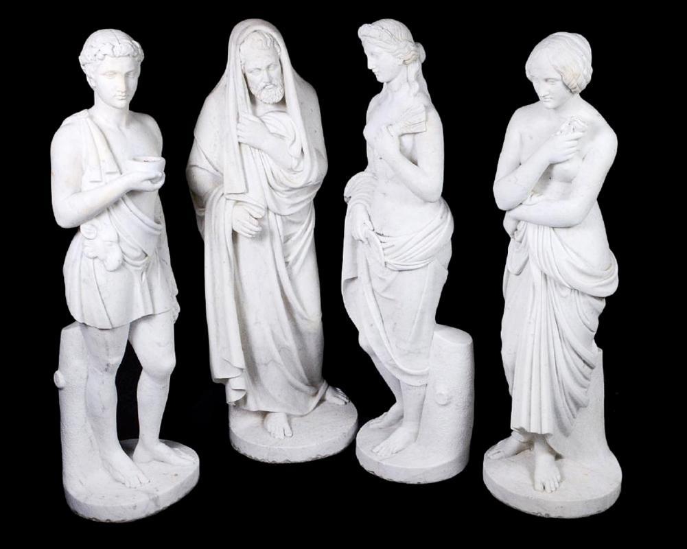 Set of Four Allegorical Marble Statues Representing the Four Seasons