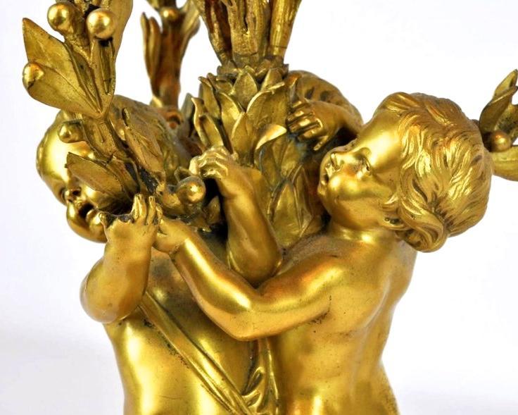 Pair Antique Louis XVI Style Gilt Bronze Candelabra After Jean-Louis Prieur