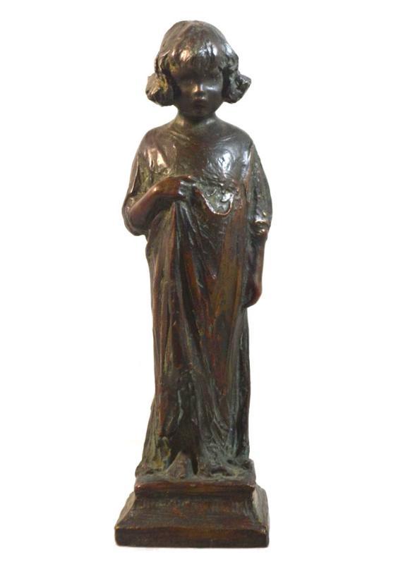 Bessie Potter Vonnoh (1872-1955) Bronze Figurine Sculpture of Girl