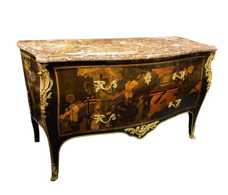 Louis XV Style Bronze Mounted Lacquered Commode by Jeanselme