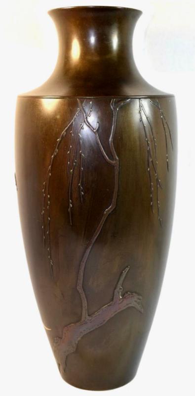 Antique Signed Japanese Meiji Bronze Vase